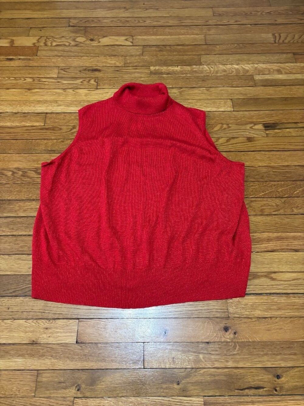 Liz & Me Womens Turtleneck Sweater Vest Plus Sz 3X Red Acrylic Glitter Knit NWT